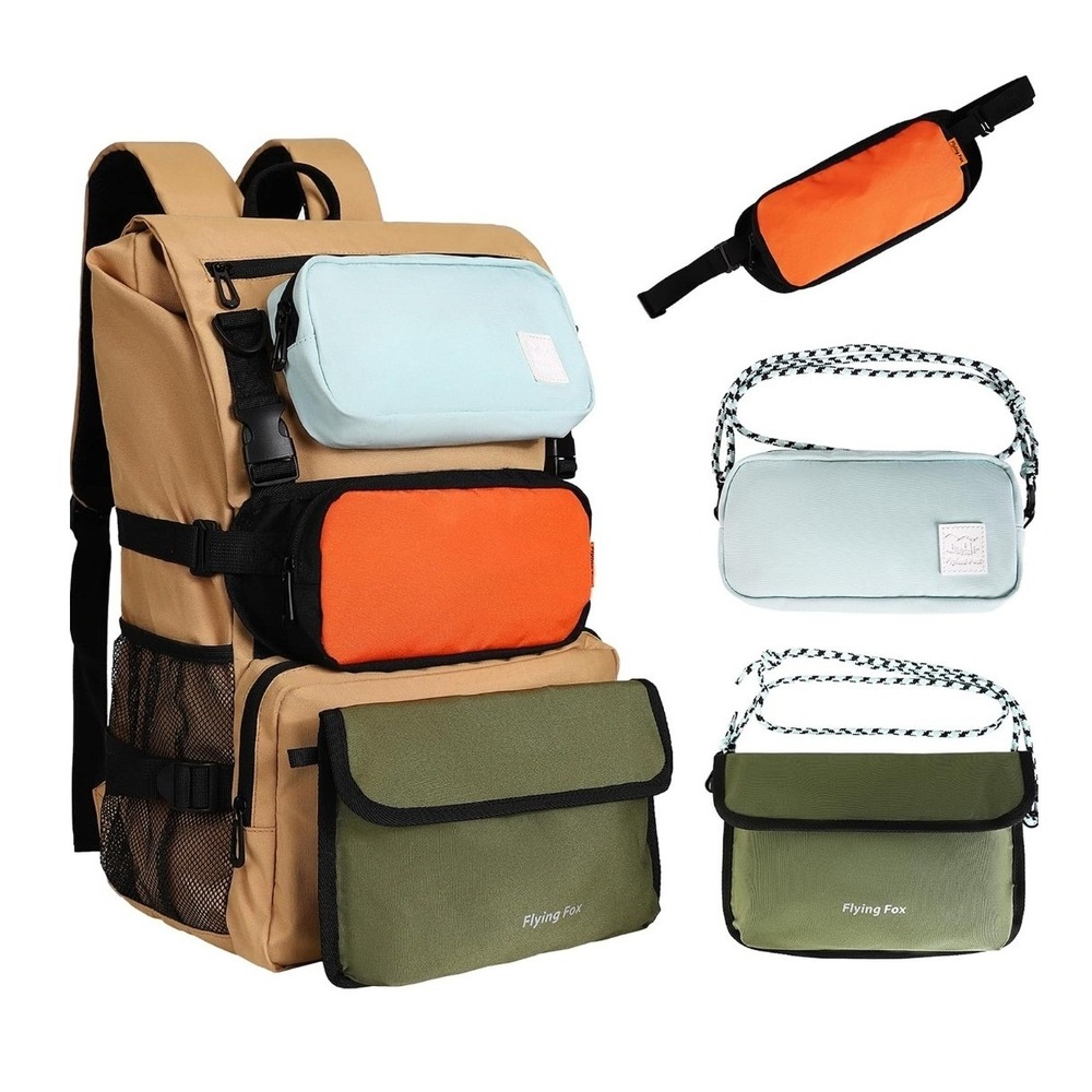 Flying Fox Modular Travel Backpack Unisex OS Tan Multi Gorpcore 001 NWT